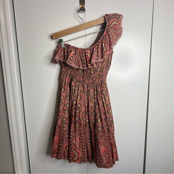 Gipsy Queen - Free People - Paisley One Shoulder Mini Dress Small/med NWT - Picture 3 of 14